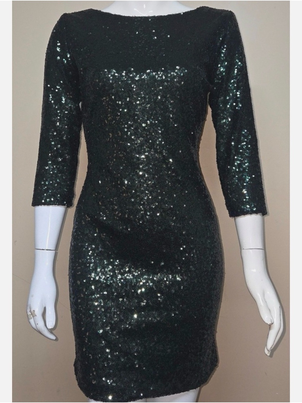 Gianni Bini Emerald Sequin Long Sleeve Bodycon Dress